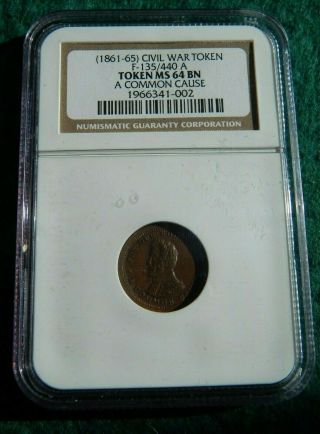 1863 2ND HIGHEST FULD 135/440A NGC MS 64 BN ANDREW JACKSON FOR A COMMON CAUSE 3
