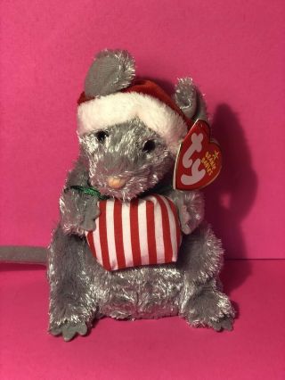 Ty Beanie Baby Jinglemouse - The Christmas Mouse With Present