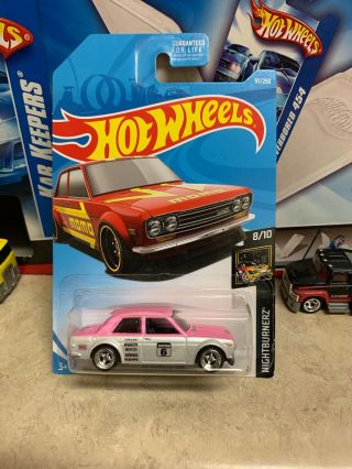 2019 Hot Wheels 71 Datsun 510 Custom Pink/white Jdm Real Riders