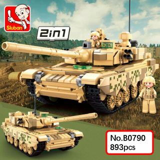 Sluban B0790 Model Bricks Military Army Main Battle Tank Diy Building Blocks Toy