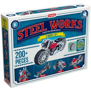 5 Model Steel Set - Build Tractor Robot Drag Racer Motorcycle & Trike
