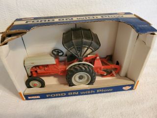 1/16 Scale Model Ertl Ford 8n With Plow Umbrella 50th Anniversary Canopy Tractor