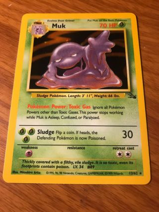 1995 Pokemon Game Holo Holographic Muk Fossil Edition Card 13/62 Near Nm