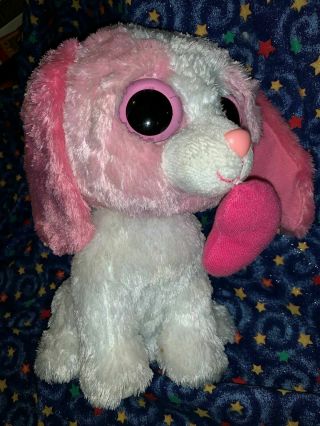 Ty Beanie Boos Cookie The Pink & White Dog 9 " Beanbag Plush Stuffed Animal Toy