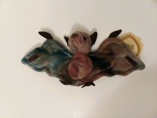 Ty Beanie Baby Batty The Tie Dyed Bat,  Retired Tie Dyed Bat,  Rare Multi Colored
