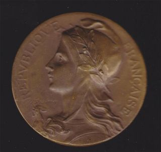 French Art Nouveau Bronze Medal Marianne,  Rasumny.  M7c