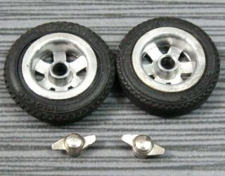 Slot Car Classic Mag Wheels/tires With Knock - Off Spinners Vintage 1/24 Scale