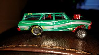 Custom 1/64 Scale Hot Wheels 1964 Chevy Nova Christmas Gasser Candy Cane Green