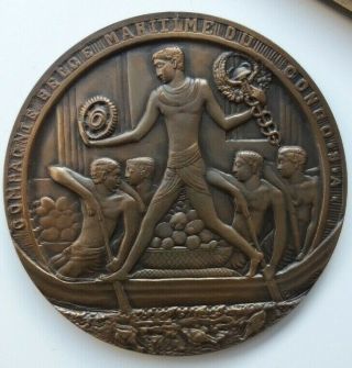 Bronze Art - Deco Medal,  Maiden Voyage In 1928 Of The Ocean Liner Albertville