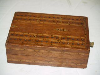 Vintage Solid Wood Folding Cribbage Board W/ Inlay 10 3/4 " Across