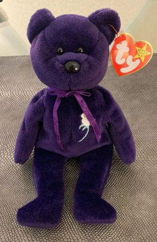 Princess Diana Rare “no Space” 1st Edition Purple Bear 1997 Ty Beanie Baby