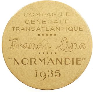 France art deco liner MAIDEN VOYAGE OF THE NORMANDIE bronze 69mm by Vernon 3