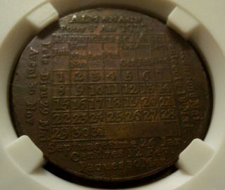 1777 American Revolution Period Calendar Medal French Important Year