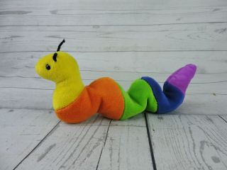 Vintage Ty Beanie Babies Inch The Worm Plush 12 " Stuffed Animal Multicolor 1995