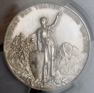 1892,  Switzerland,  Glarus (canton).  Large Silver Shooting Medal.  Pcgs Sp - 63