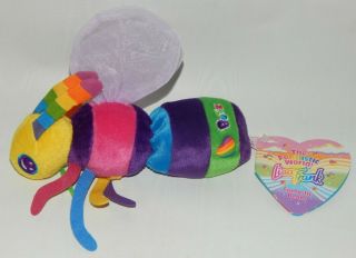 Lisa Frank Buzz Fantastic Beans Plush Bumble Bee Rainbow Heart 8 " 1998 Rainbow