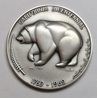 California Bicentennial 1769 - 1969 Bear Medallic Art Co Ny.  999 Silver Medal (a)