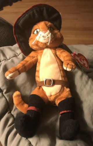 NMT Ty Beanie Baby PUSS IN BOOTS the Cat (Shrek DVD Exclusive) 3