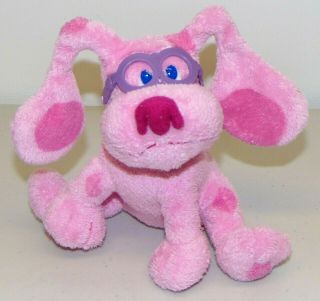 Blues Clues Ty Beanie Baby Nick Jr Retired 6 " Magenta Pink Dog Glasses 2011