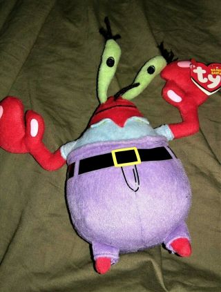 2013 Ty Beanie Babies Spongebob Squarepants Mr.  Krabs 8 " Plush Stuffed