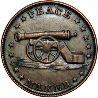 1863 Peace Maker Cannon Stand By The Flag Patriotic Civil War Token
