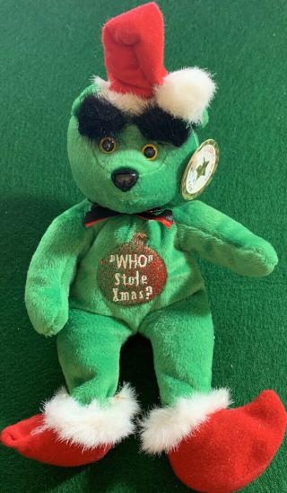 Celebrity Bears 2000 Star 77 Grinch Teddy Bean Bag Toy 9 " Plush W/mint Tag