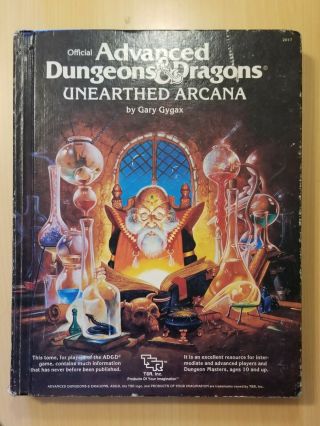 Tsr 1st Edition Ad&d Advanced Dungeons & Dragons Unearthed Arcana Oop