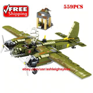 559pcs Military Ju - 88 Bombing Plane Building Block Ww2 Helicopter Army Weapon