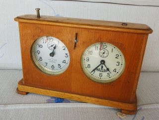Old Wooden Chess Clock Ussr Soviet Russian Rarity For Repair