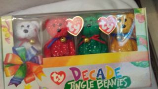 Ty Teenie Beanie Babies Decade Box Set 4 Jingle Beanies Retired