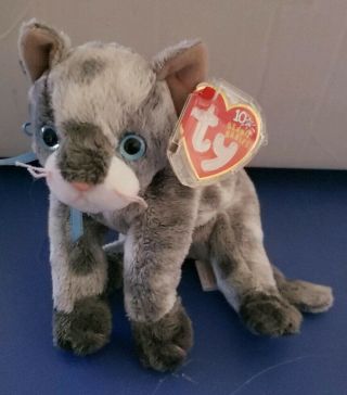 Ty Beanie Babies 2002 Frisco Gray Cat Kitten 6 " Bean Plush Stuffed Animal