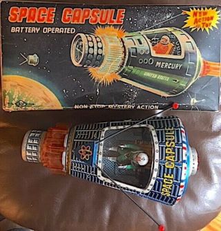 Mercury Space Capsule/battery Operated Japanese Tin Toy,  1962