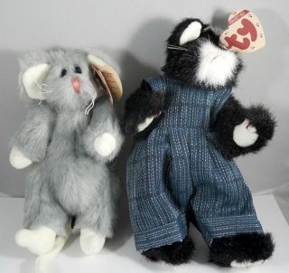 2 Ty Attic Treasures: Purrcy The Cat & Squeaky The Mouse Plush 6022 6017 Jointed