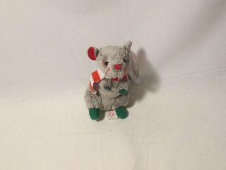 Ty Baby Beanies Dickens The Gray Christmas Mouse Ornament 4.  5 " Bean Plush