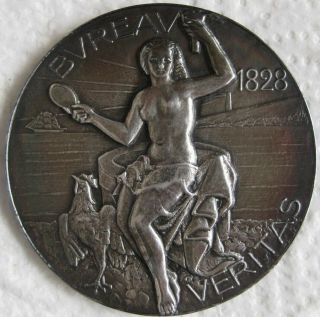 French Medal In Sterling Silver.  Bureau Veritas 1828 Nude Woman