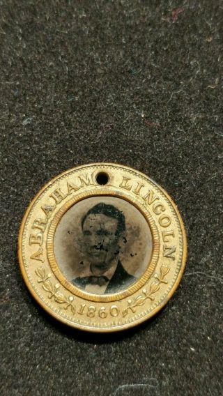 1860 Abraham Lincoln Campaign Ferrotype Tintype Button Token Medal Civil War