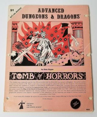 S1 Tomb Of Horrors 1978 Monochrome Dungeons & Dragons Tsr