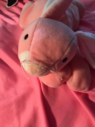 Ty Pillow Pals Carrots Bunny Rabbit Plush 14 " Stuffed Animal 1996 Pink