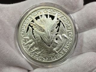 2 Troy Oz.  999 Fine Silver Art Round - Very Limited Dragon Coin