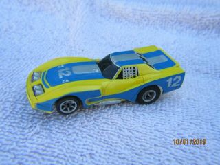 Aurora Afx Lighted Corvette Gt Yellow/blue 12 Model Motoring Race Slot Car