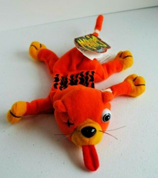 Meanies Series 1,  Splat The Road Kill Kat Orange Plush Beanie Collectible Toy