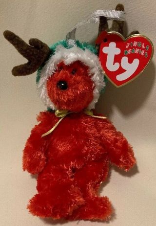 Ty Jingle Beanie Baby 2002 Holiday Teddy (5 ") Christmas Ornament Decoration Cute