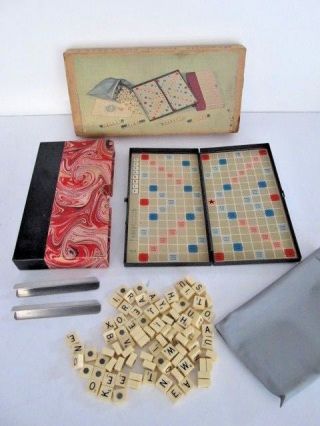 Vintage Magnetic Travel Scrabble Game Metal Case Box