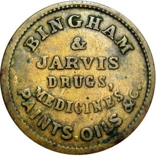 Cooperstown York Civil War Token Bowne Bingham & Jarvis Druggist Iron Clad