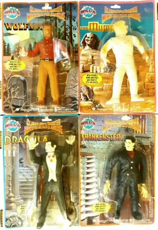 Set Of 4 Universal Monsters By Imperial Dracula Wolfman Mummy Frankenstein