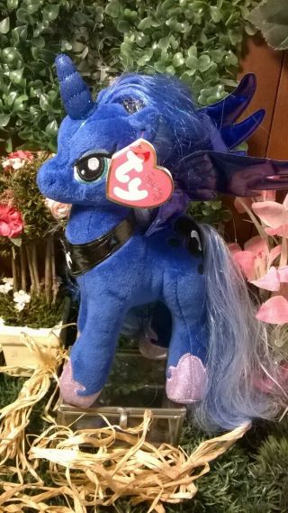 Ty 8 " Midnight Blue Plush My Little Pony Sparkle Princess Luna Unicorn Pegasus