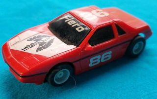 Tyco Ho Scale Red/white 86 Pontiac Fiero Running Slot Car