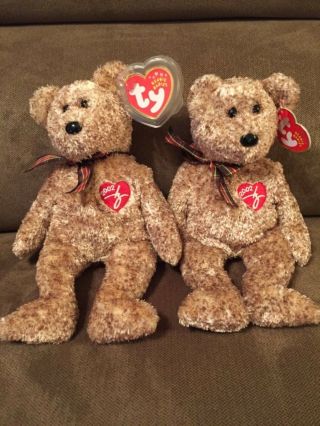 Two Vintage Ty Beanie Babies " 2002 Signature " Bears With Tags