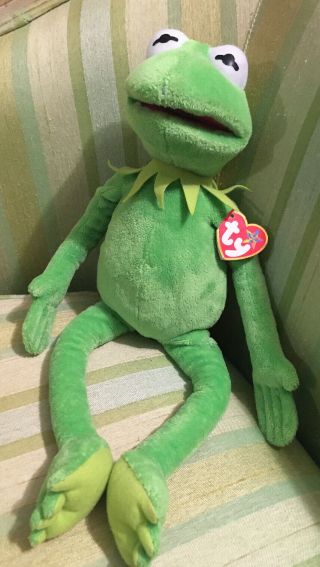 Ty Beanie Buddy Disney Kermit The Frog Muppets 16 " Plush W/ Tags Toy Collectible