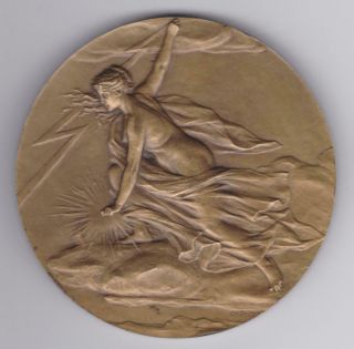 Xlarge French Art Nouveau Bronze Medal,  Nude Woman,  Ch Pillet